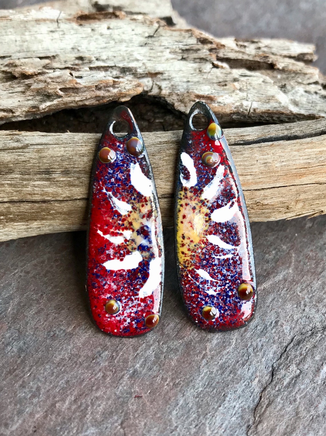 ENAMELED EARRING PAIR Enameled Charms Enameled Jewelry Etsy