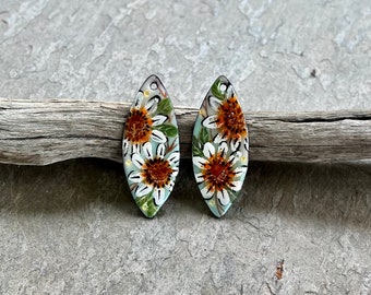 ENAMELED EARRING Pair, Artisan Enamel, Enameled Charms, Enameled Jewelry, Artisan Component, Copper Enamel, Handmade Enamel Charms