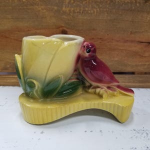 Vintage Bird Indoor Planter American Bisque Farmhouse Pottery