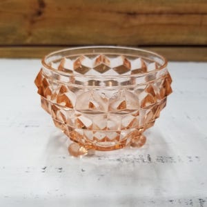 Vintage Pink Depression Glass Jeannette Cube Cubist Jar 3 Leg Bowl