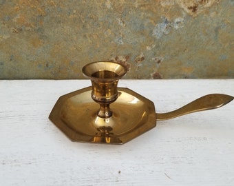 Vintage Brass Candle Holder, Candlestick Holder Metal, Modern Farmhouse Decor, Minimalist Accessories