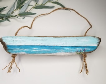 Driftwood Wall Art, Beach Art, Natural Wall Decor, Hand Painted Wood Art, Coastal Home Decor