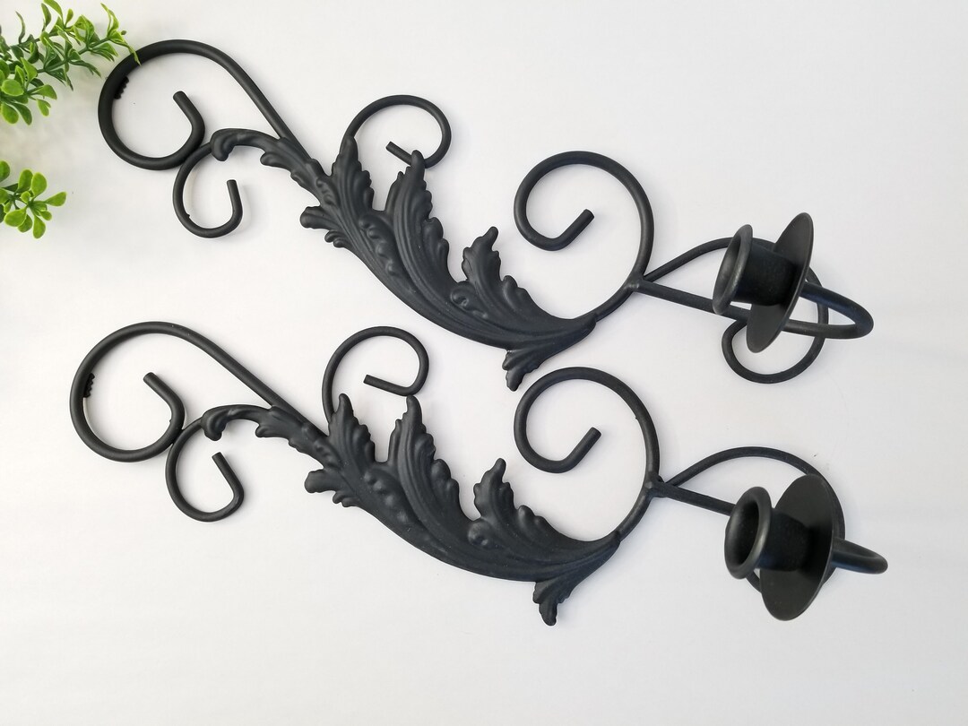 Black Candle Holders, Wall Sconce, Candle Stick Holders, Vintage