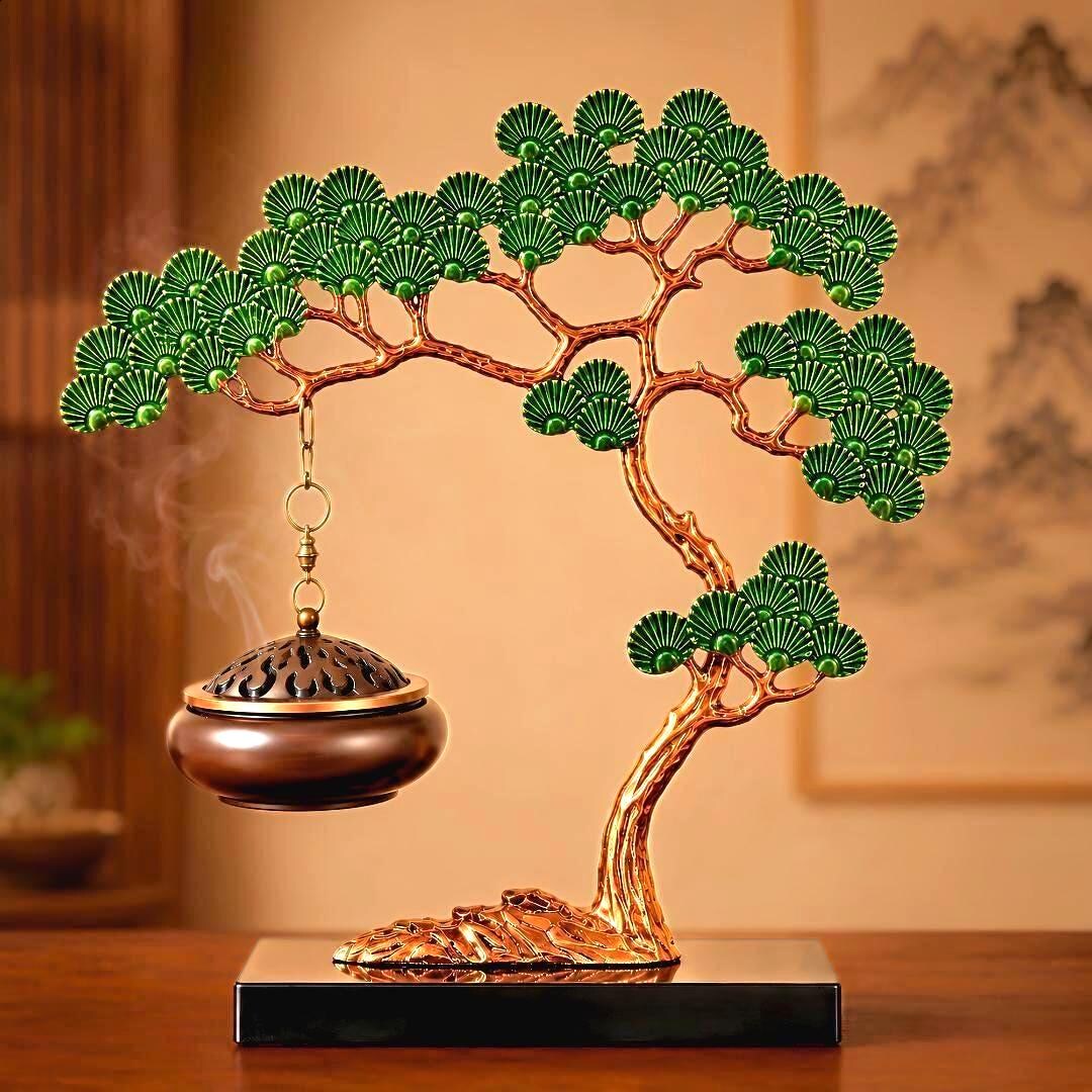 Bonsai Tree Incense Holder, Zen Incense Burner With Hanging Censer