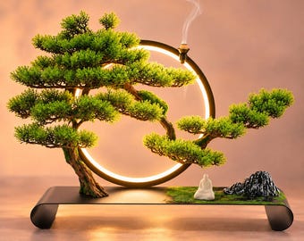 Bonsai Tree Incense Burner Lamp: Zen Meditation Decor