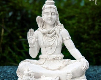 Shiva Statue, Meditating White Lord Shiva Murti, Lord Siva, Hindu God, Indian Decor, Mahadev Idol