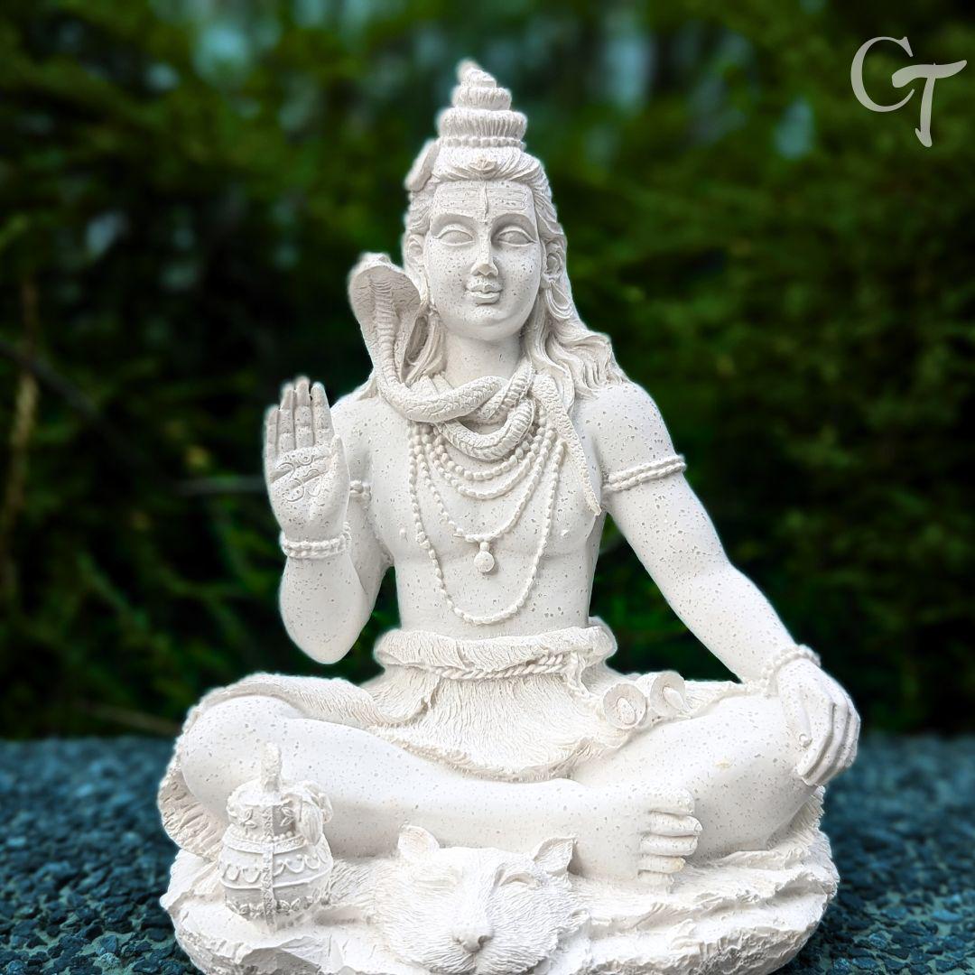 Shiva Statue, Meditating White Lord Shiva Murti, Lord Siva, Hindu God, Indian Decor, Mahadev Idol