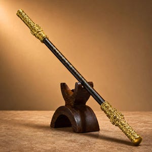 Monkey King Staff, Sun Wukong Ruyi Jingu Bang Cosplay Prop, Decorative Chinese Mythology Display with Stand