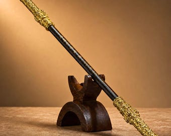 Monkey King Staff, Sun Wukong Ruyi Jingu Bang Cosplay Prop, Decorative Chinese Mythology Display with Stand