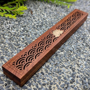 Rosewood Lotus incense box, Incense Stick Holder, Incense Burner, Backflow Zen Garden, Cone Incense Burner, Buddhist Altar