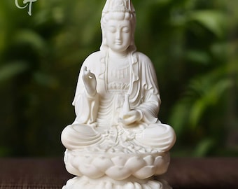 White Quan Yin Statue | Goddess of Mercy Figurine for Temple, Yoga Studio & Meditation Altar
