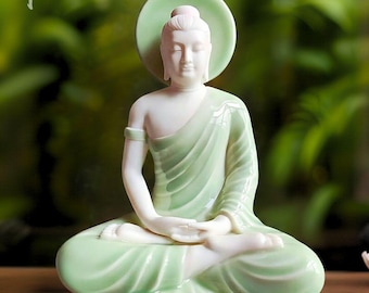 Porcelanowa figurka Buddy: figurka do medytacji zen do domu, studia jogi i dekoracji ołtarza