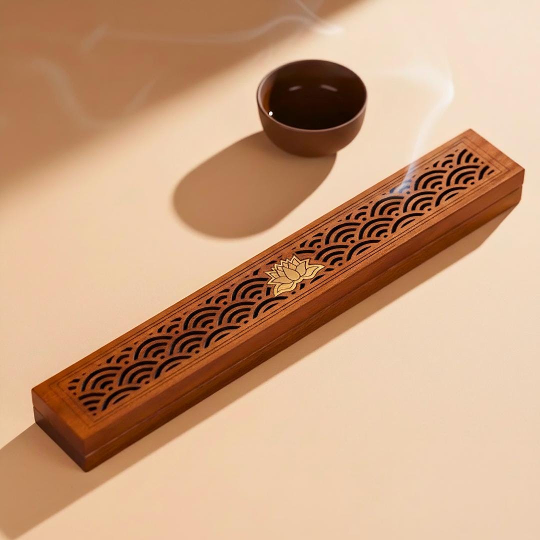 Rosewood Lotus Incense Box: Zen Garden Incense Stick Holder - Etsy
