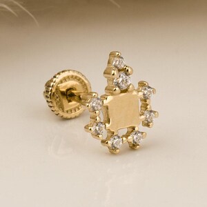 14K Solid Gold Puzzle Piercing, Cartilage Screw Back Helix Tragus Piercing, Stud Ear Piercing Earring, Piercing Jewelry