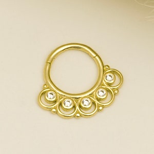 Piercing clicker anneau en or massif 14 carats, piercing charnière anneau en or minimaliste, piercing Daith or, piercing hélice or