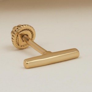 14K Solid Gold Piercing, Cartilage Screw Back Helix Tragus Piercing, Stud Ear Piercing, Long Stud Earring, Piercing Jewelry