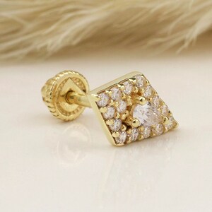 14K Solid Gold Anthic Motif Piercing, Cartilage Screw Back Helix Tragus Piercing, Stud Ear Piercing, Stud Earring, Piercing Jewelry