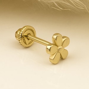 14K Solid Gold Blumen Motiv Piercing, Knorpel Screw Back Helix Tragus Piercing, Stud Ohr Piercing, Stud Ohrring, Piercing Schmuck
