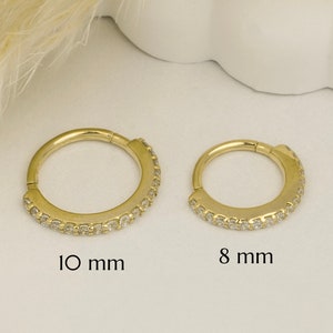 14K massiv Gold unter Stein Motiv Scharnier Ring Clicker Piercing, Minimalistisches Gold Ring Scharnier Piercing, Gold Daith Piercing, Gold Helix Piercing