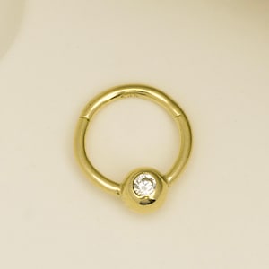 Piercing charnière anneau en or massif 14 carats, Piercing charnière anneau en or minimaliste, Piercing Daith doré, Piercing hélice doré