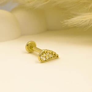 Angel Wing Tragus Piercing, Cartilage Earring, 14K Solid Gold Tragus Piercing, Minimalis Tragus Piercing, Gold Stud Piercing