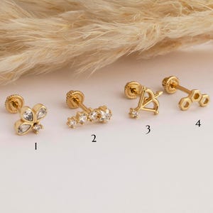 Piercing de lótus, pedra estrela, flecha, favo de mel, piercing de cartilagem com parafuso, piercing de tragus, piercing de orelha, joias de piercing