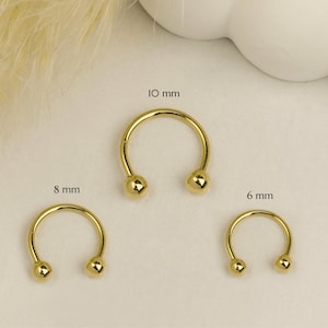 Piercing circular con bisagra de oro macizo de 14 quilates en forma de herradura, piercing circular minimalista en forma de herradura en oro, piercing Daith en oro, piercing Helix en oro