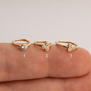 14K Solid Gold Under Stone Hinge Minimal Ring Clicker Piercing, Minimalist Gold Ring Hinge Piercing Gold Daith Piercing, Helix Piercing Hoop