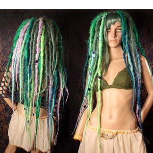 Mermaid Dread Wig, big blue green purple dreadlocks, Festival Fashion, long cosplay hair, Tribal Belly Dance, sea nymph wig, steampunk