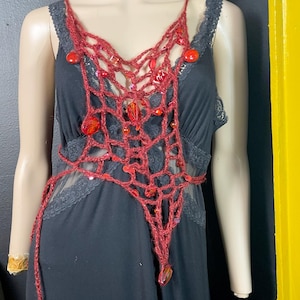 Boho Beaded Crochet Net Top, strappy chest piece, drippy sequin crochet halter top, mesh festival top, fishnet body cage, goth summer top