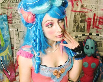 Cupcake Rococo WIG, blueberry Princess Hair, steampunk cosplay costume, French Curl bouffant, Doll Rock, Victorian Carnival , Festival Wig