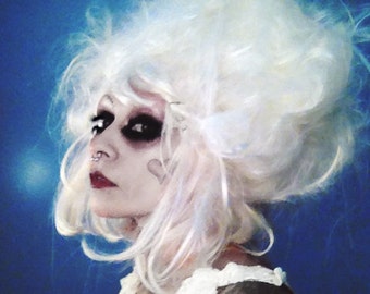 Halloween Wig, White Powder Wig, Gothic Lolita costume, drag queen hair, Steampunk, Neo Victorian, Cosplay, Marie Antoinette