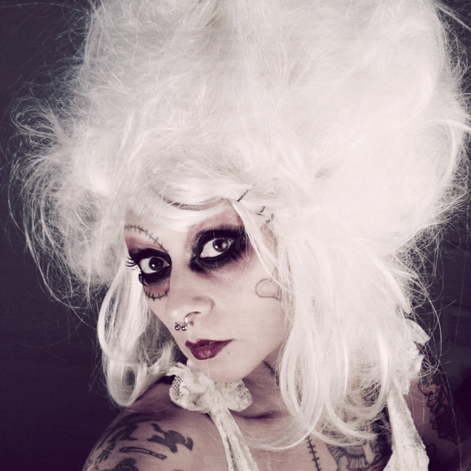 Halloween Wig White Powder Wig Gothic Lolita Costume Drag Etsy