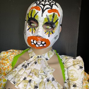 Ruffle Spider Ascot, Goth tattered Halloween neckpiece. carnival clown tie, mardi gras costume, broken doll costume piece image 5