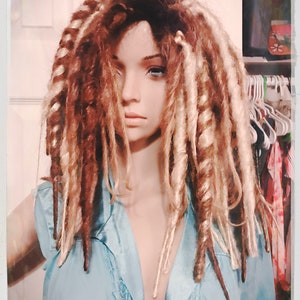 Ombre Dreadlock Wig, beach hippie Dread Hair, bob shoulder length Wig, brown blond twisted locks, Gothic Lolita, Tribal Belly Dance Hair