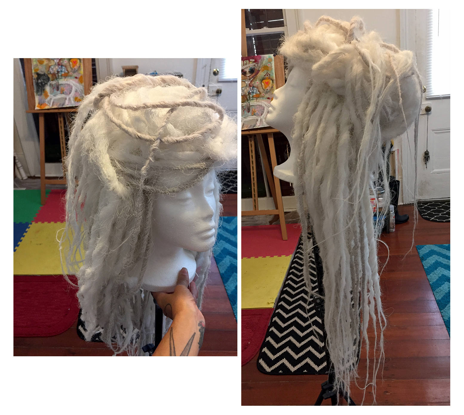 Long Vampire Dread Wig, White Dread Locks, Carnival Performer Wig ...