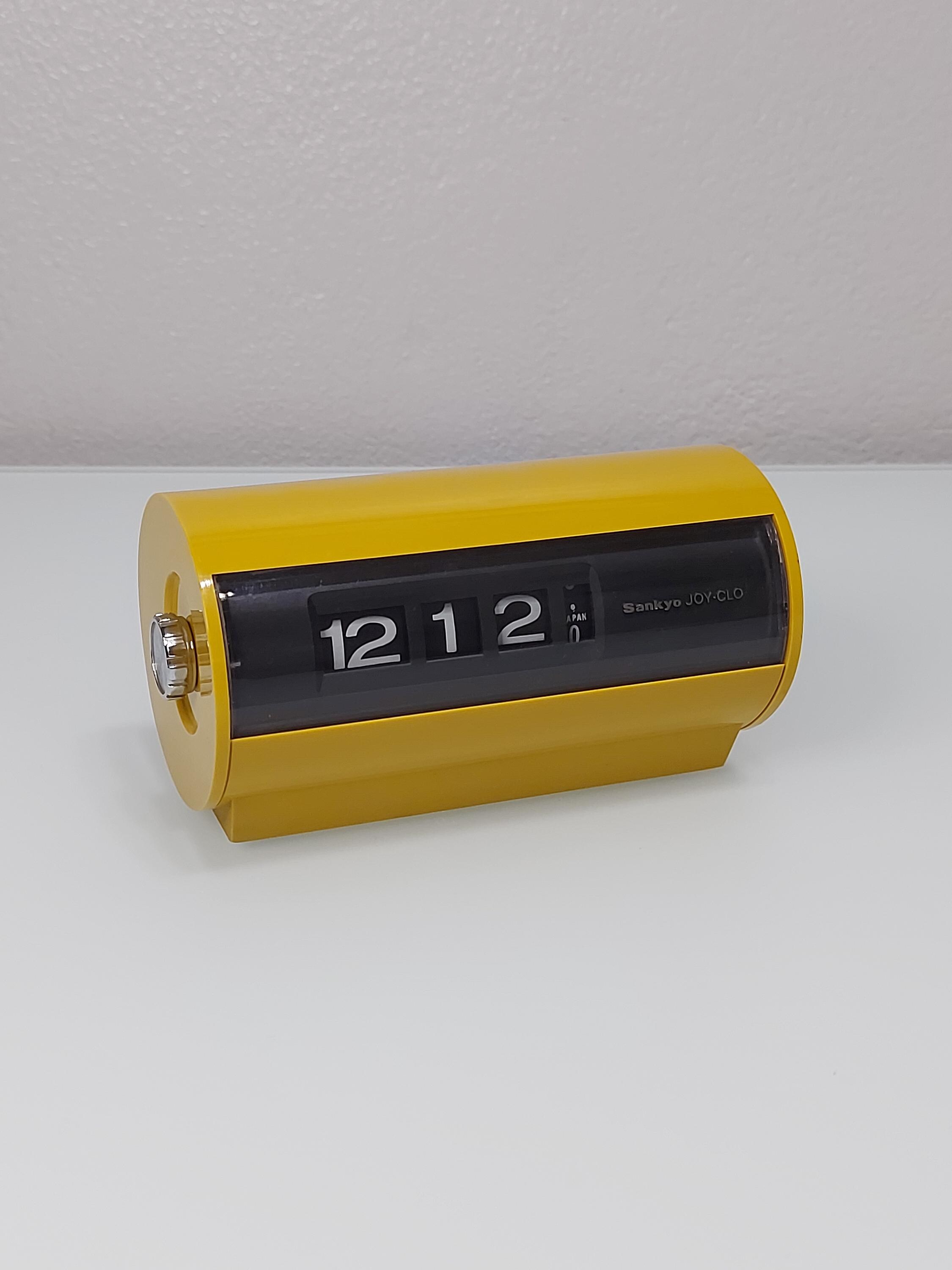 Vintage 1970s Sankyo JOY-CLO Roll Clock – Yellow Space Age Desk