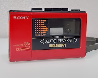 Sony WM-6 Walkman rojo vintage: en perfecto estado, correa nueva, pieza de coleccionista, reproductor de casetes portátil