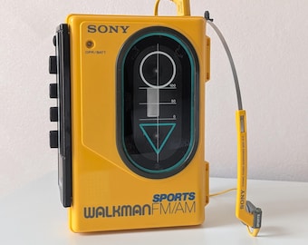 Sony Walkman WM-F35 Sports fm/am Cassette Player – Fully Serviced – MDR-W15 Headphones