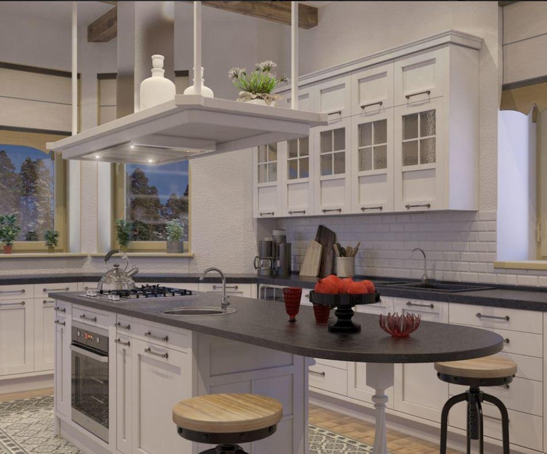 3D Kitchen Visualization, Kitchen Interior Design, 3D Architectural ...