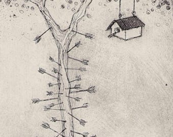 San Sebastián de Los Árboles etching