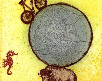 Observer, hand-pulled original etching