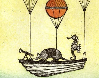 Surveyors, hand-pulled original etching