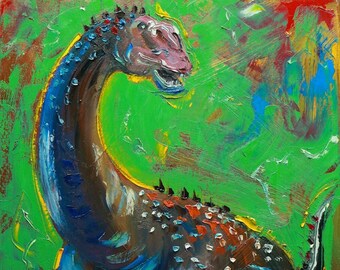 Dinosaur 3  portrait painting 16x20 inch original oil painting by Roz