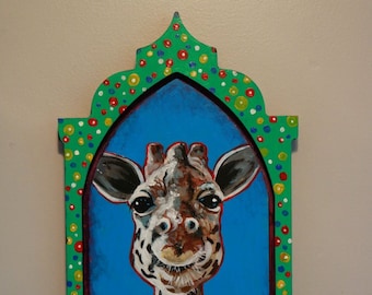 Giraffe #24 -  20x10 inch animal original acrylic painting by Roz