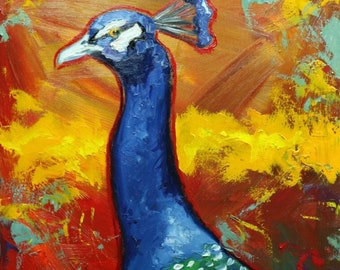 Peacock painting 42 18x24 inch original oil painting by Roz
