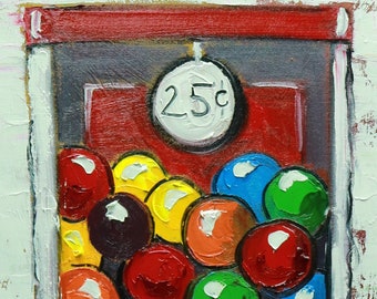 Gumballs 28 12x36inch original oil painting by Roz