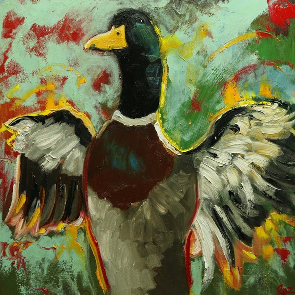 Duck painting 2 20x20 inch animal original oil painting by Roz