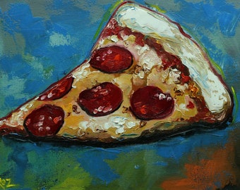 Pizza painting 3 11x14 inch original still life fruit oil painting by Roz