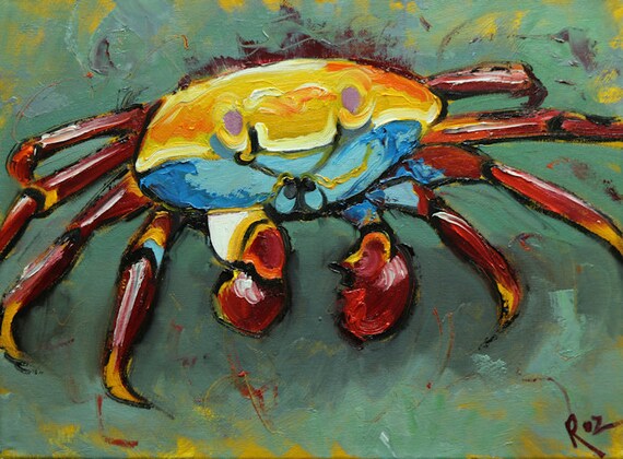 Daily Painting Projects: Red Crab Oil Painting Art Animals Sea ...